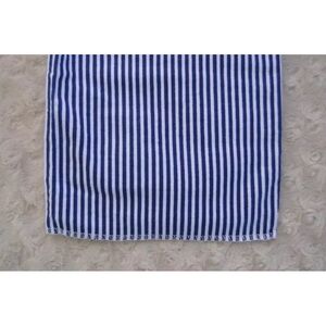 Navy Blue White Stripe Baby Blanket Flannel Receiving Security Lovey